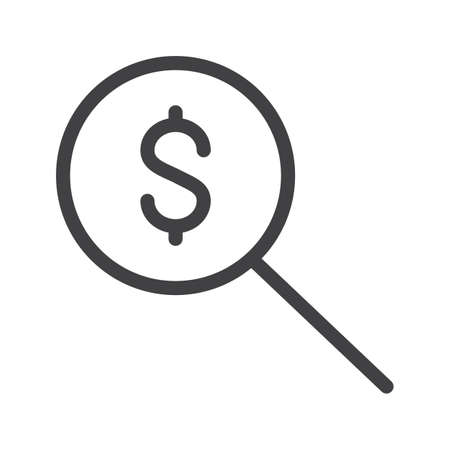 Looking for money line icon, outline vector sign, linear style pictogram isolated on white. Symbol, logo illustration. Editable stroke. Pixel perfect graphicsのイラスト素材