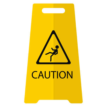 Caution wet floor flat icon, vector sign, colorful pictogram isolated on white. Symbol, logo illustration. Flat style designのイラスト素材