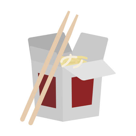 Take away food chinese noodles flat icon, vector sign, colorful pictogram isolated on white. Symbol, logo illustration. Flat style designのイラスト素材