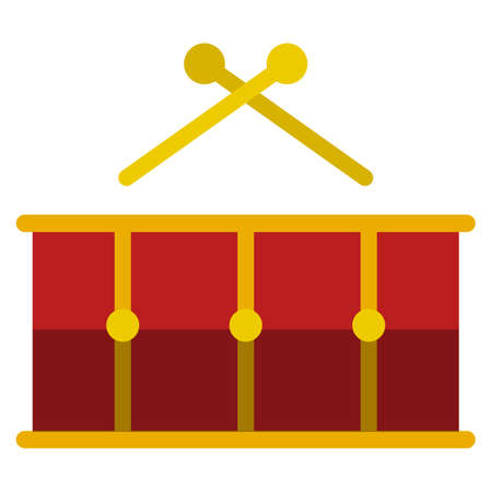 Drum musical instrument flat icon, vector sign, colorful pictogram isolated on white. Symbol, logo illustration. Flat style designのイラスト素材