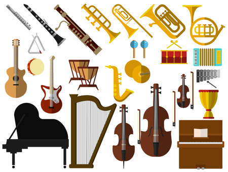 Musical instruments elements collectionのイラスト素材