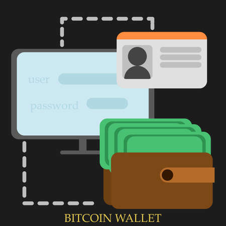Bitcoin wallet vector illustration. Flat style design. Colorful graphicsのイラスト素材