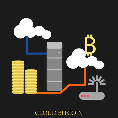 Cloud bitcoin vector illustration. Flat style design. Colorful graphicsのイラスト素材