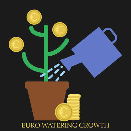 Euro watering growth vector illustration. Flat style design. Colorful graphicsのイラスト素材