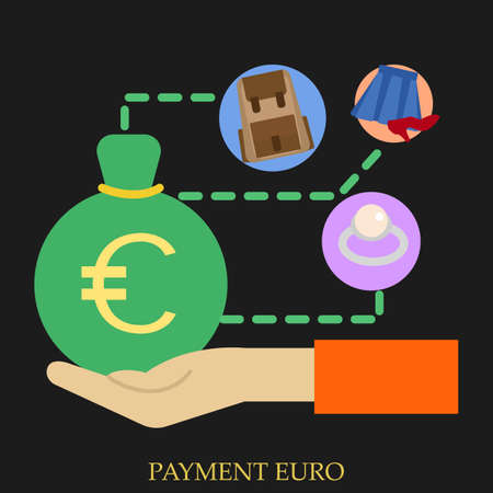Payment euro vector illustration. Flat style design. Colorful graphicsのイラスト素材