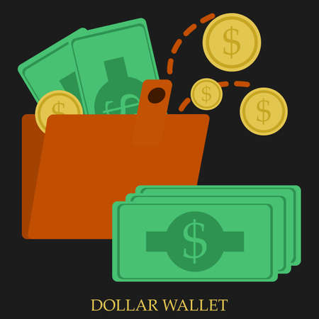 Dollar wallet vector illustration. Flat style design. Colorful graphicsのイラスト素材
