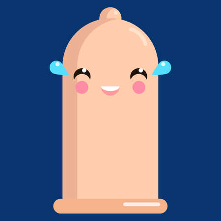 Tears of joy condom emojiのイラスト素材
