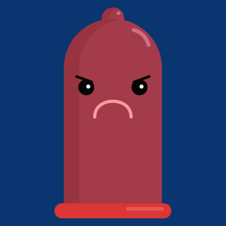 Pouting face condom emoji vector illustration. Flat style design. Colorful graphicsのイラスト素材