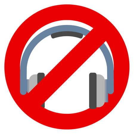 No headphones allowed sign.のイラスト素材