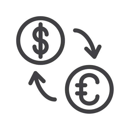 Exchange rate line icon, outline vector sign, linear style pictogram isolated on white. Symbol, illustration. Editable strokeのイラスト素材
