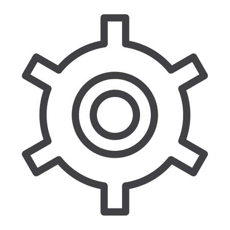 Gear or cog line icon, outline vector sign, linear style pictogram isolated on white. Symbol, logo illustration. Editable strokeのイラスト素材