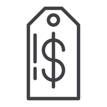 Price tag line icon, outline vector sign, linear style pictogram isolated on white. Symbol, logo illustration. Editable strokeのイラスト素材