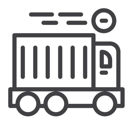 Delivery truck line icon, outline vector sign, linear style pictogram isolated on white. Symbol, logo illustration. Editable stroke. Pixel perfect graphicsのイラスト素材