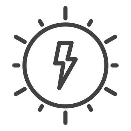 Solar energy line icon, outline vector sign, linear style pictogram isolated on white.のイラスト素材