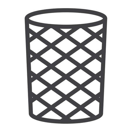 Trash can line icon, outline vector sign, linear style pictogram isolated on white.のイラスト素材