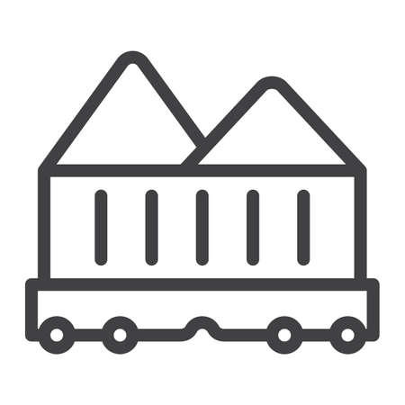 Railway wagon line icon, outline vector sign, linear style pictogram isolated on white. Symbol, logo illustration. Editable stroke. Pixel perfect graphicsのイラスト素材
