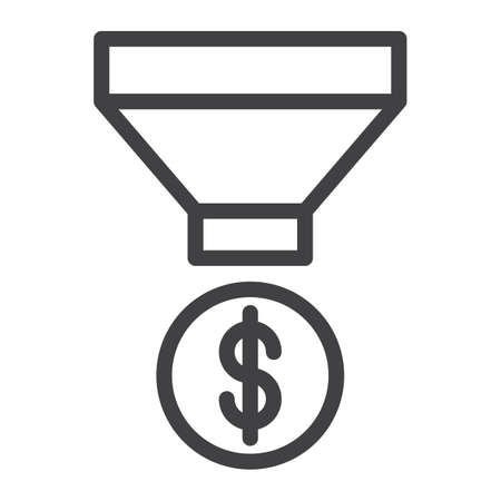 Funnel line icon, outline vector sign, linear style pictogram isolated on white. Symbol, logo illustration. Editable stroke.のイラスト素材