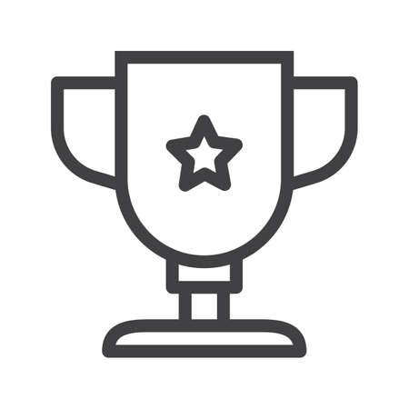 Trophy award cup line icon, outline vector sign, linear style pictogram isolated on white. Symbol, logo illustration. Editable stroke.のイラスト素材