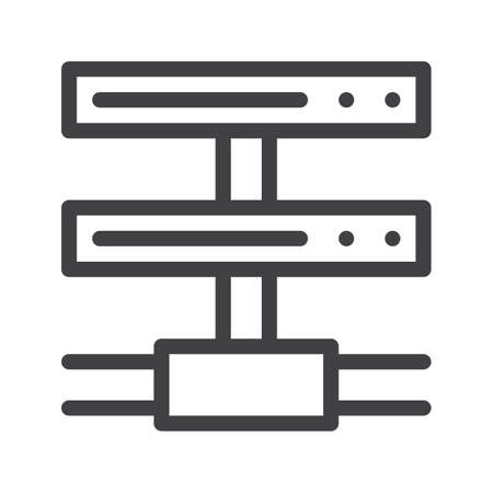 Server line icon, outline vector sign, linear style pictogram isolated on white. Symbol, logo illustration. Editable stroke.のイラスト素材