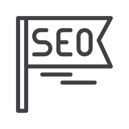 Seo flag line icon, outline vector sign, linear style pictogram isolated on white. Symbol, logo illustration. Editable strokeのイラスト素材