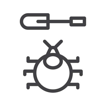 Computer bug line icon, outline vector sign, linear style pictogram isolated on white. Symbol, logo illustration. Editable stroke.のイラスト素材