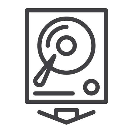 Hard drive line icon, outline vector sign, linear style pictogram isolated on white. Symbol, logo illustration. Editable stroke.のイラスト素材