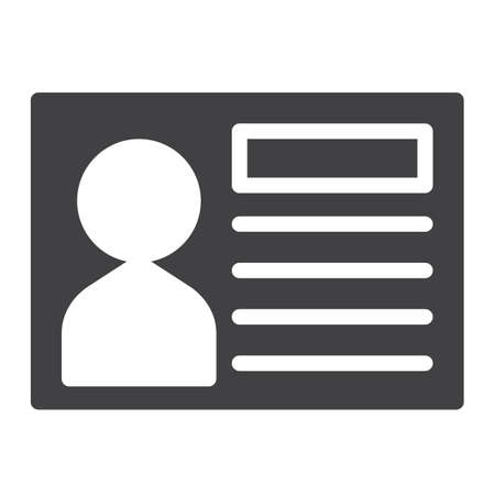 Business card icon vector, filled flat sign, solid pictogram isolated on white. Symbol, logo illustration. Pixel perfect graphicsのイラスト素材