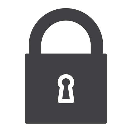 Padlock icon vector, filled flat sign, solid pictogram isolated on white. Symbol, logo illustration....
