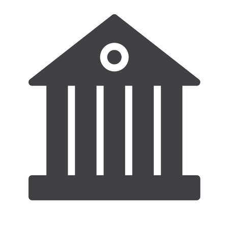Bank building icon vector, filled flat sign, solid pictogram isolated on white. Symbol, logo illustration. Pixel perfect graphicsのイラスト素材