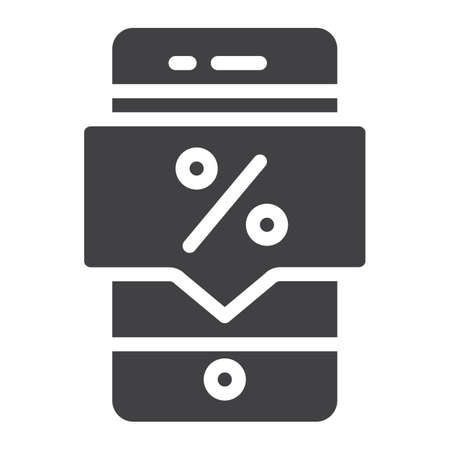 Cellphone with sale discount concept icon flat sign illustration.のイラスト素材