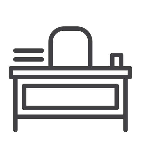 Teacher desk line icon.のイラスト素材