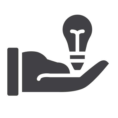 Hand and light bulb icon.のイラスト素材
