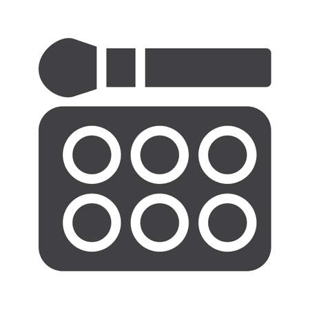 Watercolor palette with paint brush iconのイラスト素材