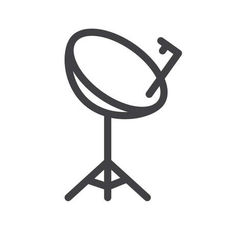 Satellite tv line icon, outline vector sign, linear style pictogram isolated on white. Symbol, logo illustration. Editable stroke.Pixel perfect graphicsのイラスト素材