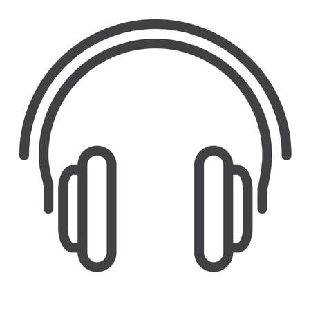 Headphones line icon, outline vector sign, linear style pictogram isolated on white. Symbol, logo illustration. Editable stroke.Pixel perfect graphicsのイラスト素材