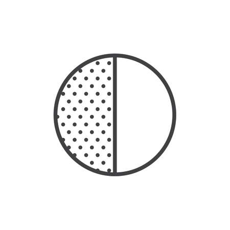 First quarter line icon, outline vector sign, linear style pictogram isolated on white. Astrology symbol, logo illustration. Editable stroke.のイラスト素材