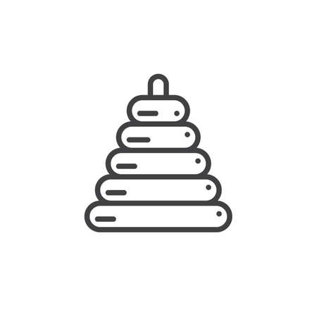 Ring stacker line icon, outline vector sign, linear style pictogram isolated on white. Symbol, illustration. Editable strokeのイラスト素材