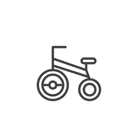 Baby bicycle line icon, outline vector sign, linear style pictogram isolated on white. Symbol, illustration. Editable strokeのイラスト素材