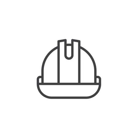 Helmet or hard hat line icon, outline vector sign, linear style pictogram isolated on white. Safety Symbol, logo illustration. Editable strokeのイラスト素材