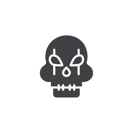 Skull mask icon vector, filled flat sign, solid pictogram isolated on white. Halloween holiday Symbol, logo illustrationのイラスト素材
