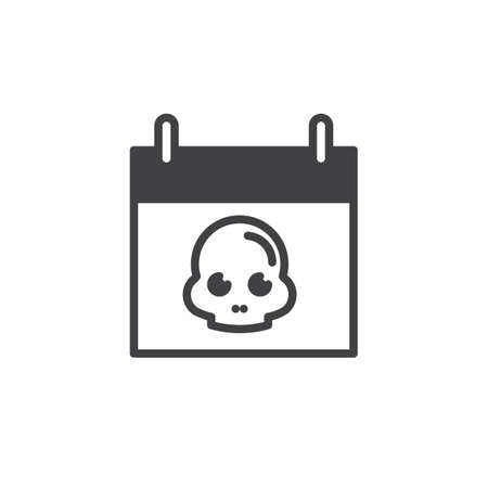 Calendar with skull icon vector, filled flat sign, solid pictogram isolated on white. Halloween holiday Symbol, logo illustration.のイラスト素材
