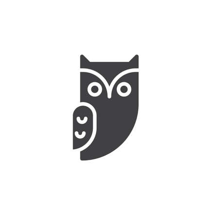 Owl icon vector, filled flat sign, solid pictogram isolated on white. Halloween holiday Symbol, logo illustration.のイラスト素材