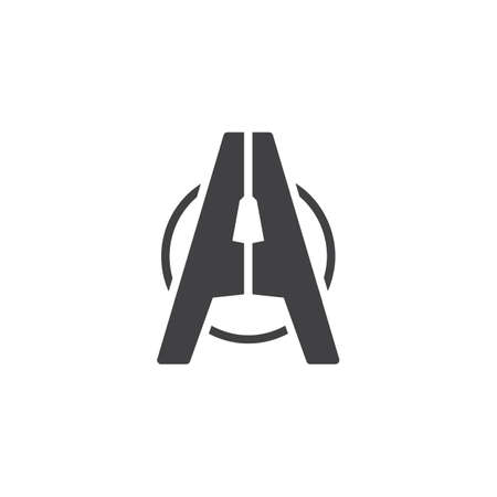 Clothes peg icon, solid pictogram isolated on white.のイラスト素材