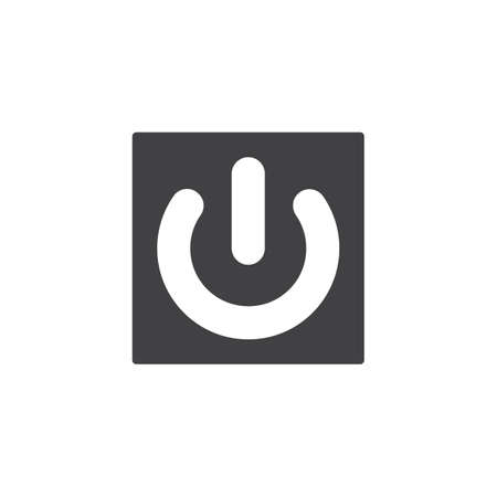 Power button icon vector, filled flat sign, solid pictogram isolated on white. Symbol, logo...