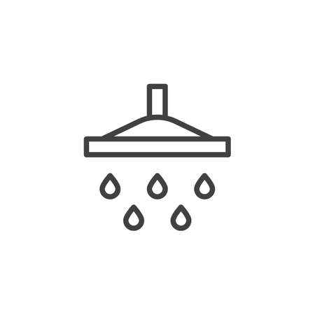 Shower and water drop line icon, outline vector sign, linear style pictogram isolated on white. Symbol, logo illustration. Editable strokeのイラスト素材