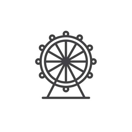 Ferris wheel line icon, outline vector sign, linear style pictogram isolated on white. Symbol, logo illustration. Editable strokeのイラスト素材