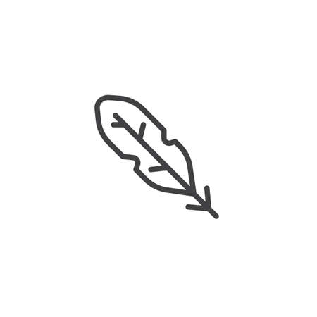 Feather line icon, outline vector sign, linear style pictogram isolated on white.のイラスト素材