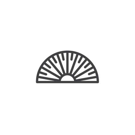 Protractor line icon, outline vector sign, linear style pictogram isolated on white. Symbol, logo illustration. Editable strokeのイラスト素材