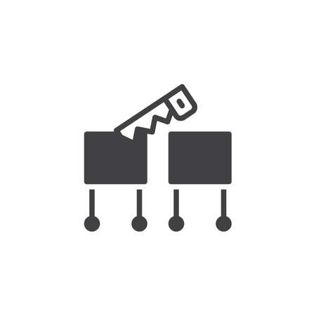 Magic trick with a saw icon vector, filled flat sign, solid pictogram isolated on white. Symbol, logo illustration.のイラスト素材