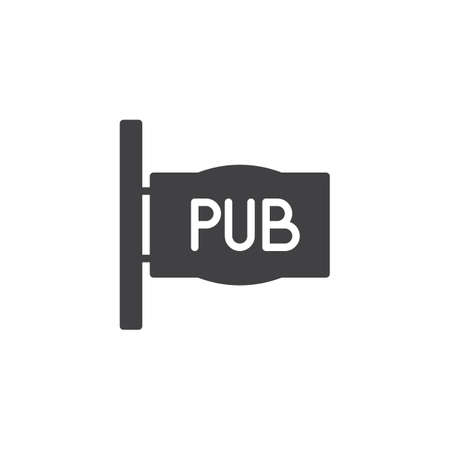Pub sign icon vector, filled flat sign, solid pictogram isolated on white. Symbol, logo illustration.のイラスト素材